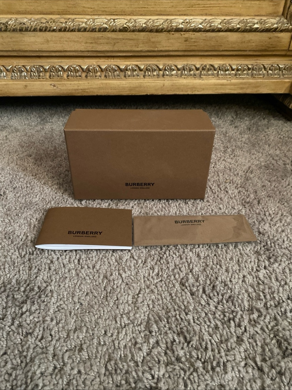 Burberry Tan and Black Branded Packaging empty box